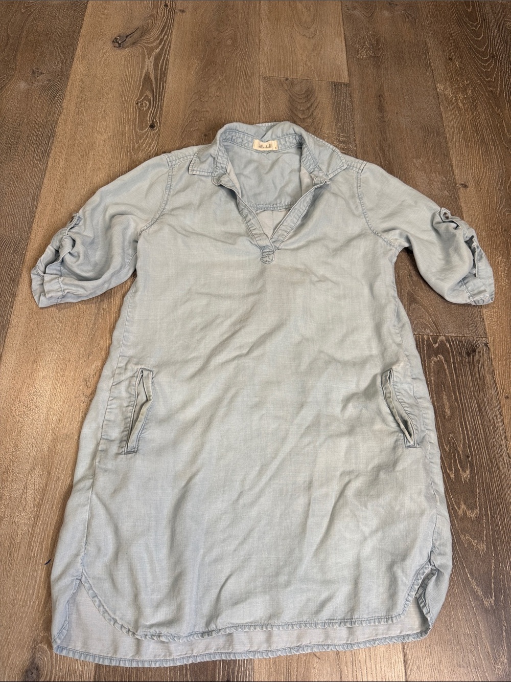 Bella Dahl Light Chambray Midi Shirt Dress in Pale Blue 0792